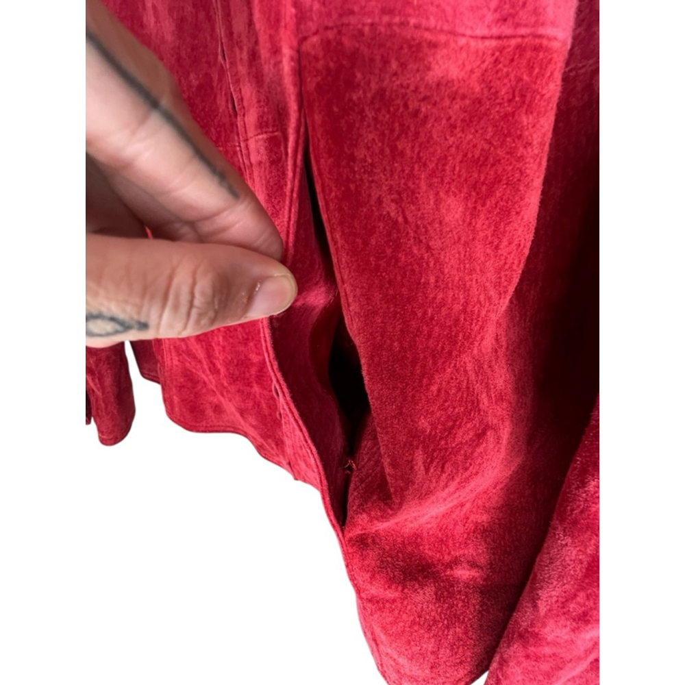 NWT Coldwater Creek Red Suede Zip Up 100% Leather Jacket - Picture 3 of 5
